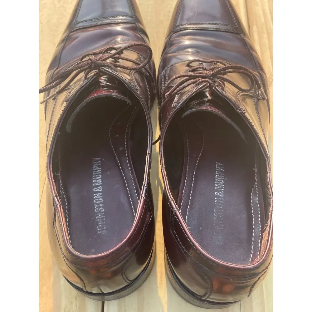 Johnston & Murphy Flex System Burgundy Leather Cap Toe Oxford Shoes 9.5M